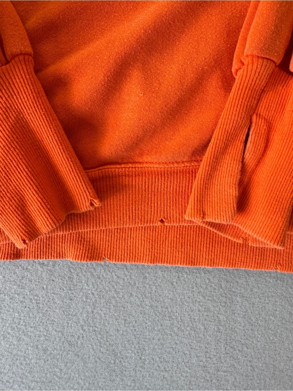 We The Free Orange Oversized Sweatshirt Womens XS Exposed Seam Pullover - Picture 15 of 16
